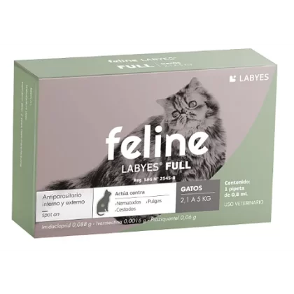 FELINE LABYES FULL PIPETA ANTIPARASITARIA INTERNA Y EXTERNA GATOS 2,1 a 5kg